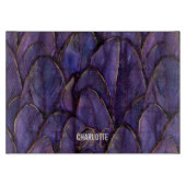Chic purple gold feathers monogram name snijplank (Voorkant)