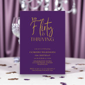 Chic Purple Gold Script 30th Birthday Party Invite Kaart