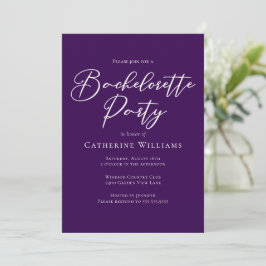 Chic Purple Minimalist Bachelorette Party Kaart