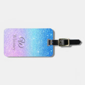 Chic Purple Ombre Blue Glitter Modern              Bagagelabel (Voorkant horizontaal)