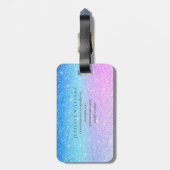 Chic Purple Ombre Blue Glitter Modern              Bagagelabel (Achterkant verticaal)