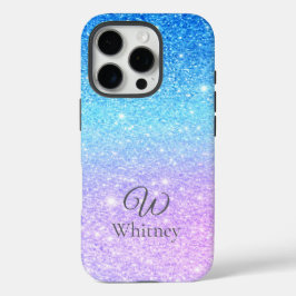 Chic Purple Ombre Blue Glitter Modern              iPhone 16 Pro Hoesje