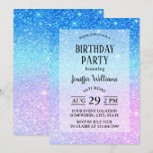 Chic Purple Ombre Blue Glitter Modern              Kaart (Voorkant / Achterkant)