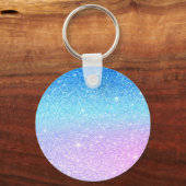 Chic Purple Ombre Blue Glitter Modern              Sleutelhanger (Achterkant)