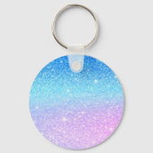 Chic Purple Ombre Blue Glitter Modern              Sleutelhanger (Achterkant)