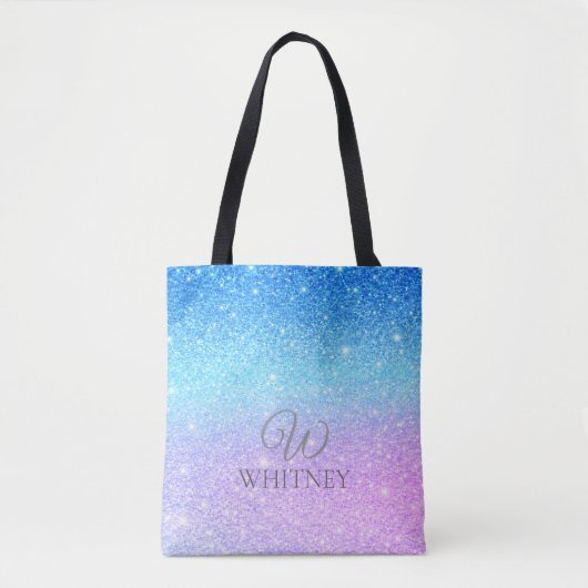 Chic Purple Ombre Blue Glitter Modern              Tote Bag (Voorkant)