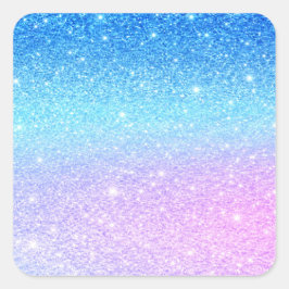 Chic Purple Ombre Blue Glitter Modern              Vierkante Sticker