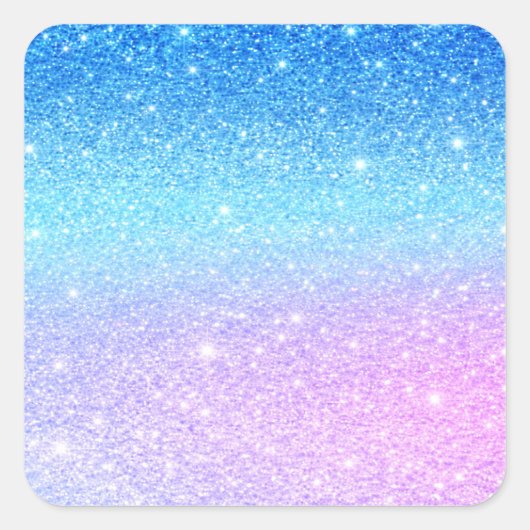 Chic Purple Ombre Blue Glitter Modern              Vierkante Sticker (Voorkant)