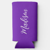 Chic Purple Personalized Name Handwritten Script Seltzer Blikjeskoeler (Achterkant)