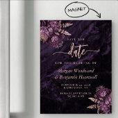 Chic Purple Rose Gold Floral Wedding Save the Date Magnetische Uitnodiging