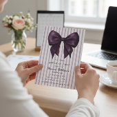 Chic Purple Stripes Birthday QR Invite Kaart