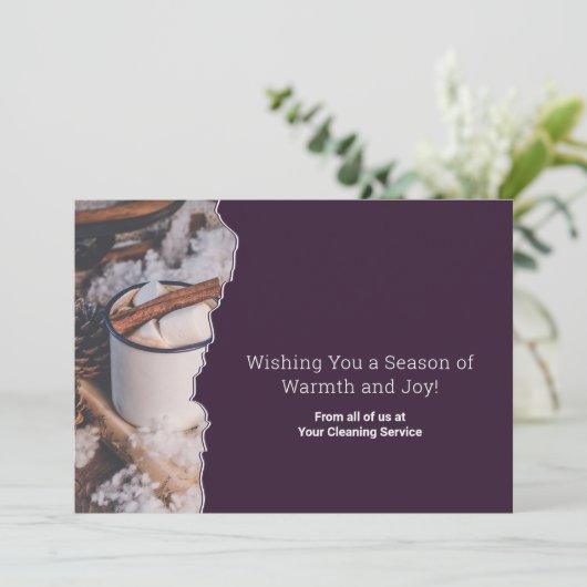 Chic Purple & White Christmas Spirit Business  Feestdagenkaart (Staand voorkant)