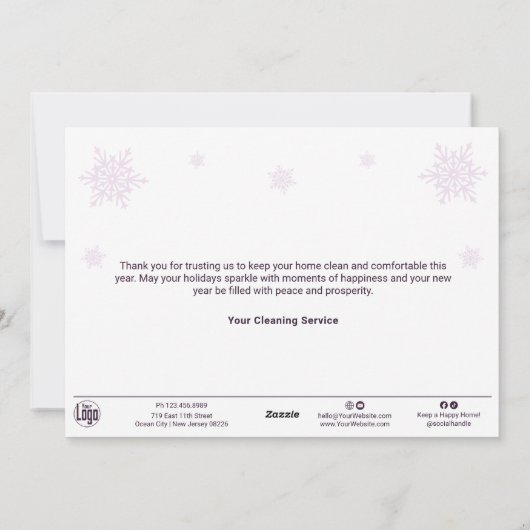 Chic Purple & White Christmas Spirit Business Feestdagenkaart (Achterkant)