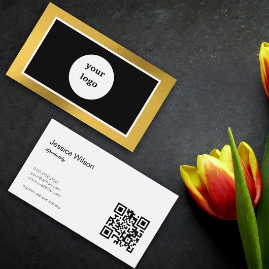 Chic QR code custom logo goud modern visitekaartje