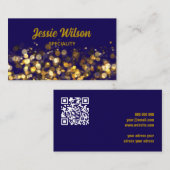 Chic QR Code licht glitter marine professional Visitekaartje (Voorkant / Achterkant)