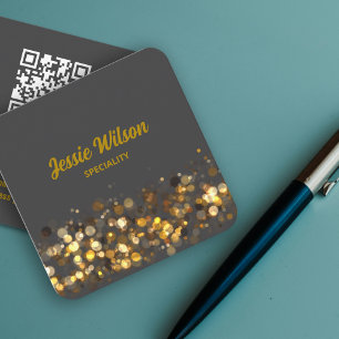 Chic QR Code licht glitter professionele pastel Vierkante Visitekaartje