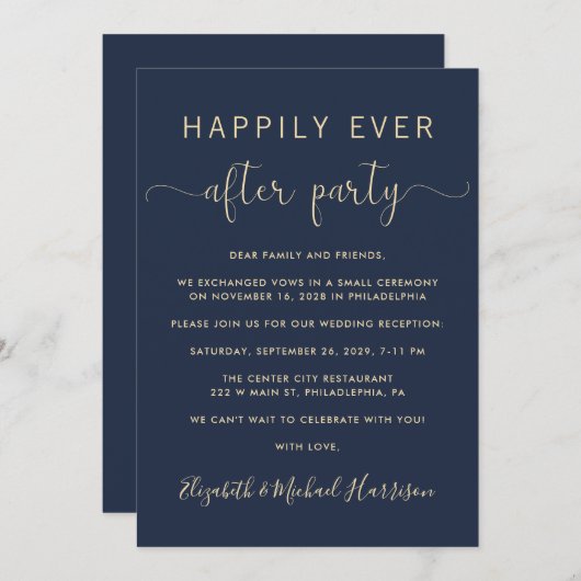 Chic QR Code Marine Goud bruiloft receptie Kaart (Voorkant / Achterkant)