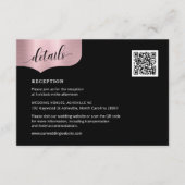 Chic QR Code Metallic Roos Goud Details Huwelijk Informatiekaartje (Voorkant)
