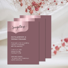 Chic QR Code Metallic Roos Goud Receptie Trouwen Informatiekaartje