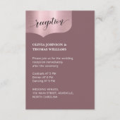 Chic QR Code Metallic Roos Goud Receptie Trouwen Informatiekaartje (Voorkant)