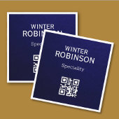Chic QR code minimalist middernachtblauw professio Vierkante Visitekaartje