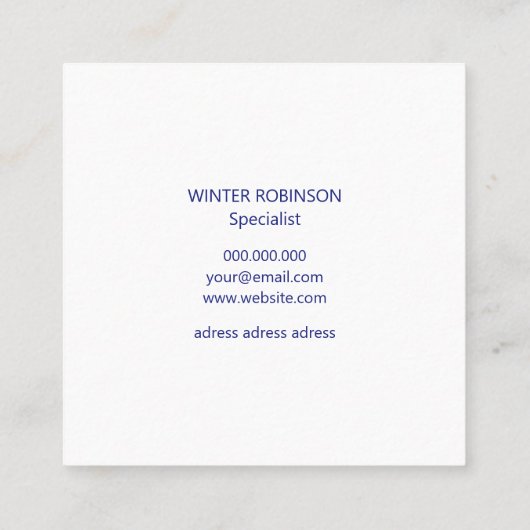 Chic QR code minimalist middernachtblauw professio Vierkante Visitekaartje (Achterkant)