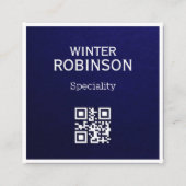 Chic QR code minimalist middernachtblauw professio Vierkante Visitekaartje (Voorkant)