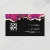 Chic QR Code Roze Zwart Goud Glitter Marmer Visitekaartje (Achterkant)