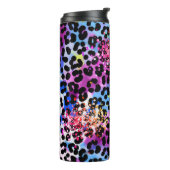 *~* Chic QR Glitter Animal Leopard Spots Blue Thermosbeker (Gedraaid links)