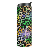 *~* Chic QR Glitter Animal Leopard Spots Peach Thermosbeker (Gedraaid links)