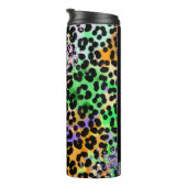 *~* Chic QR Glitter Animal Leopard Spots Peach Thermosbeker (Geroteerd rechts)