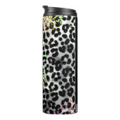 *~* Chic QR perzik glitter dier luipaard vlekken Thermosbeker (Geroteerd rechts)