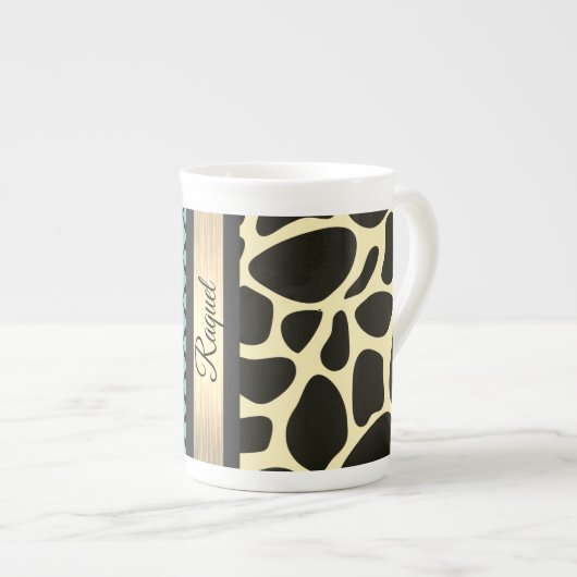Chic Quartrefoil Giraffe Print Porselein Kop (Voorkant rechts)