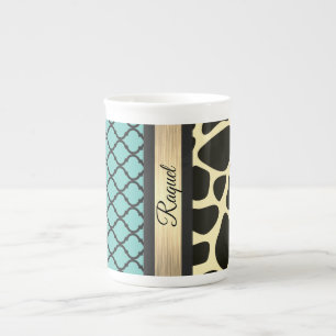 Chic Quartrefoil Giraffe Print Porselein Kop