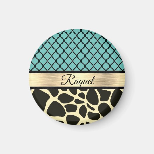 Chic Quatrefoil Giraffe Print Magneet (Voorkant)