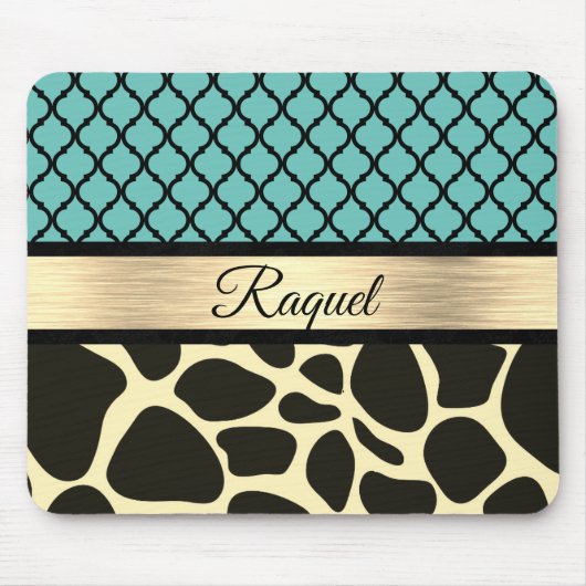 Chic Quatrefoil Giraffe Print Muismat (Voorkant)