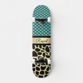 Chic Quatrefoil Giraffe Print Persoonlijk Skateboard (Voorkant)