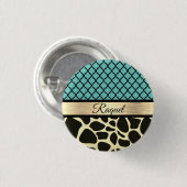Chic Quatrefoil Giraffe Print Ronde Button 3,2 Cm (Voorkant /achterkant)