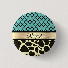 Chic Quatrefoil Giraffe Print Ronde Button 3,2 Cm