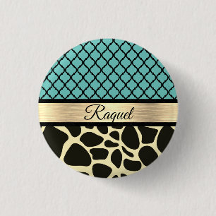 Chic Quatrefoil Giraffe Print Ronde Button 3,2 Cm