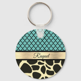 Chic Quatrefoil Giraffe Print Sleutelhanger