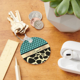 Chic Quatrefoil Giraffe Print Sleutelhanger