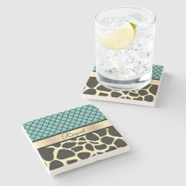 Chic Quatrefoil Giraffe Print Stenen Onderzetter
