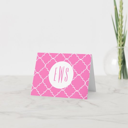 Chic Quatrefoil Monogram gevouwen Note Cards Bedankkaart (Voorkant)
