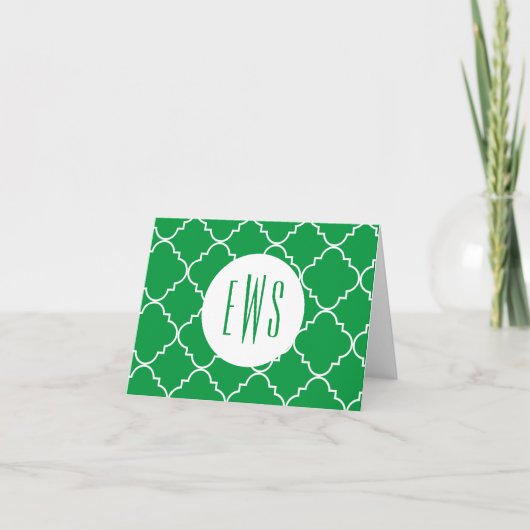 Chic Quatrefoil Monogram gevouwen Note Cards Bedankkaart (Voorkant)