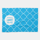 Chic Quatrefoil Monogram Kitchen Towel Theedoek (Horizontaal)