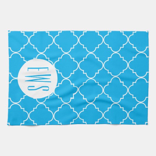 Chic Quatrefoil Monogram Kitchen Towel Theedoek (Horizontaal)