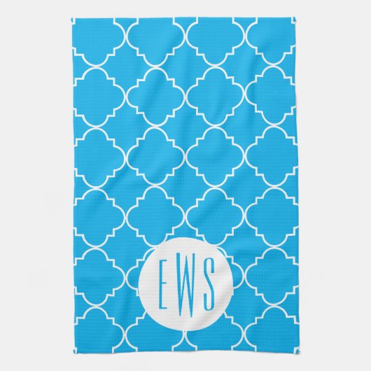 Chic Quatrefoil Monogram Kitchen Towel Theedoek (Verticaal)