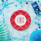 Chic Quatrefoil Monogram Party Borden Papieren Bordje (Feest)