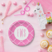 Chic Quatrefoil Monogram Party Borden Papieren Bordje (Feest)